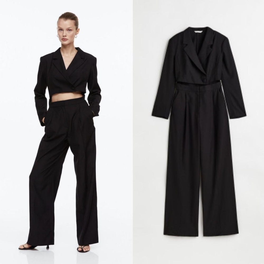 NWOT H&M Black Cut-Out Blazer Jumpsuit, Size S